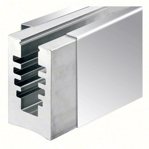 CRL B5A Series Polished Stainless Custom Size Aluminum Base Shoe with Cladding Undrilled for 1/2" Glass