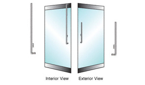 CRL-Blumcraft® Brushed Stainless Right Hand Double Acting Rail Mount 'H' Exterior Dummy Handle