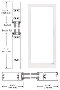 CRL-U.S. Aluminum White KYNAR® Paint Custom Blank Single Series 400T Thermal Medium Stile Offset Hung Entrance Door- No Prep