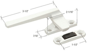 CRL White Left Hand Casement Window Locking Handle With 1-1/2" Screw Holes