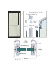 CRL Custom Matte Black Vertical Weatherstile Kits for 1/2" Glass Single Doors