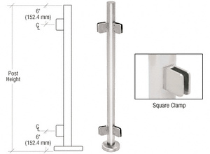 CRL Polished Stainless 42" Steel Square Glass Clamp 135 Degree Center Post Railing Kit
