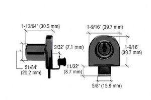 CRL Black Chrome Single Glass Door Lock - Randomly Keyed