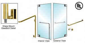 CRL-Blumcraft® Satin Brass Right Hand Reverse Glass Mount Keyed Access "A" Exterior Bottom Securing Deadbolt Handle