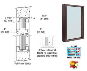 CRL Duranodic Bronze Aluminum Narrow Inset Frame Exterior Glazed Vision Window