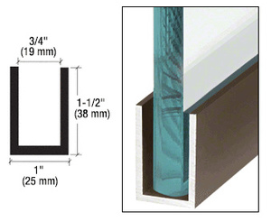 CRL Black Bronze Anodized Wet Glaze 1-1/2" Deep U-Channel 240" Stock Length