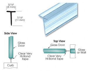 CRL Translucent Vinyl Edge 'T' Wipe for 7/16" Maximum Gap without Tape