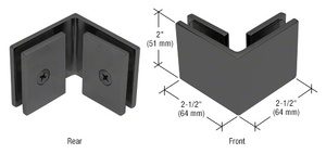 CRL Matte Black Square 90 Degree Glass-to-Glass Clamp