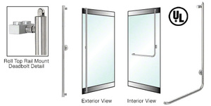 CRL Fausse poignée de porte extérieure pour verre de 19,1 mm (3/4 po), modèle F, inversée, fixation sur profilé, côté gauche, acier inoxydable brossé