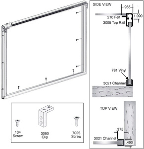 CRL Brite Anodized Wood End Showcase Radius Profile Front Assembly