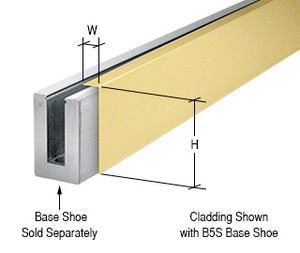 CRL Satin Brass 120" Cladding for B5S Series Standard Square Aluminum Base Shoe