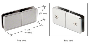 CRL Brushed Nickel Square Beveled 180º Glass-to-Glass Movable Transom Clamp