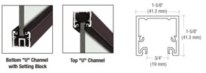 CRL Black Bronze Anodized 120" U-Channel with Roll-In Top Load Gasket