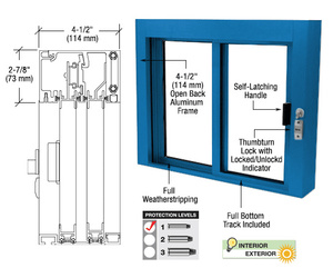 CRL Powder Painted Bullet Resistant Level 1 Exterior Manual Sliding Service Window