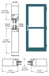 CRL-U.S. Aluminum Custom KYNAR® Paint StormFront™ Series Custom Single Butt Hinge Entrance Door For Panic and Surface Mount Door Closer