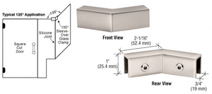 CRL Polished Nickel 135 Degree "Sleeve Over" Glass Clamp