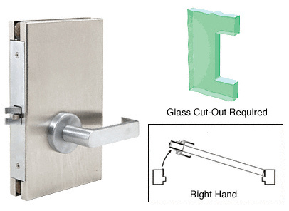 CRL Brushed Stainless 6" x 10" RH Center Lock With Deadlatch in Passage Lock Function