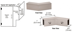 CRL Brushed Nickel 135 Degree "Sleeve Over" Glass Clamp