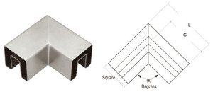 CRL Brushed Stainless 90 Degree Horizontal Corner for 2-1/2" Square Glass Cap Railing