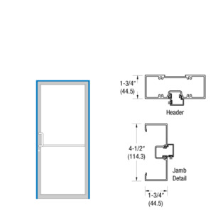 CRL-U.S. Aluminum Clear Anodized Up and Over Left Hand Open Back Door Frame Prepped for Butt Hung Surface Mount