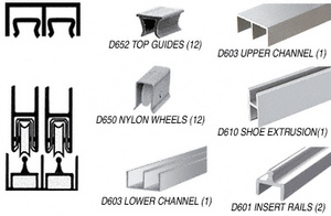 CRL Brite Anodized Deluxe Track Assembly D603 Upper and D601 Rail with Nylon Wheels