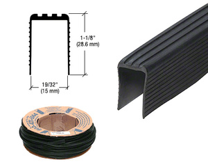 CRL Black 15mm U-Channel Cap Rail Vinyl Insert - 100' Roll