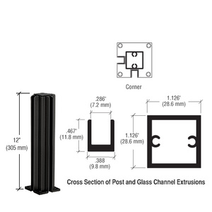 CRL Semi-Gloss Black 12" Corner Design Series Partition Post