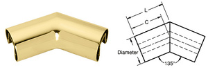CRL Polished Brass 64 mm Diameter 135 Degree Horizontal Corner for 21.52 or 25.52 mm Glass Cap Railing