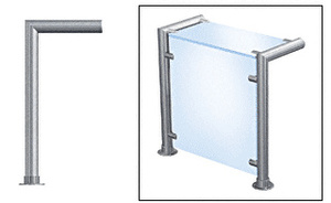 CRL Brushed Stainless Contemporary 205 Series 1-1/2" Tubing Glass On Top and Front Only Sneeze Guard