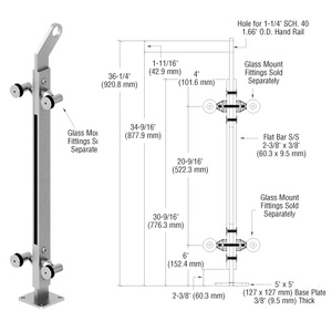 CRL Polished Stainless Custom P2 Series 180 Degree Center Post Railing Kit