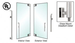 CRL-Blumcraft® Brushed Stainless Left Hand Glass Mount Cylinder/Thumbturn "P" Exterior Bottom Securing Deadbolt Handle