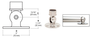 CRL Polished Stainless Adjustable Flange for 1-1/2" Tubing