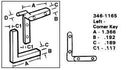 CRL Left Nylon Corner Key - 1.366" Leg; .189" Width - 20/Pk