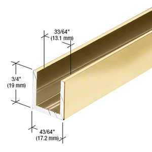 CRL Brite Gold Anodized 1/2" Fixed Panel Shower Door Deep U-Channel - 95"