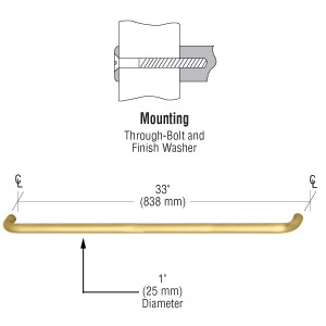 CRL 1" Polished Brass Solid Pull Handle - 33"