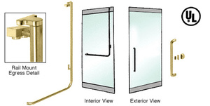 CRL-Blumcraft® Polished Brass Right Hand Reverse Rail Mount Keyed Access 'Y' Exterior Top Securing Electronic Egress Control Handle