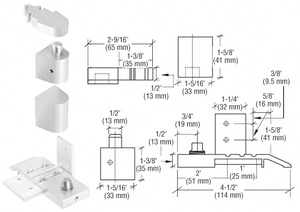 CRL Aluminum Offset Left Hand Pivot Set with 1/8" Recess