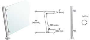 CRL Polished Stainless 18" High 1-1/2" Round PP46 Contemporary Series Slant Front Counter/Partition Left End Post