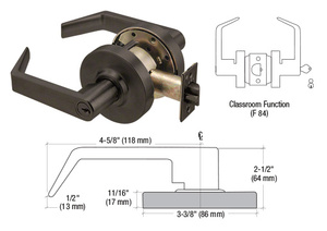 CRL Oil Rubbed Bronze Grade 2 Classroom Lever Lockset - Schlage® 6-Pin