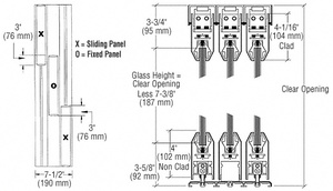 CRL Satin Anodized XOX Format Sliding Door Entrance System - 4" Top and Bottom Tapered Rail