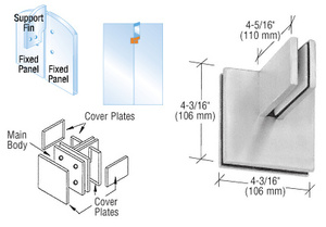 CRL Brushed Stainless Patch Connector With Support Fin Bracket