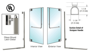 CRL-Blumcraft® Brushed Stainless Right Hand Reverse Glass Mount Keyed Access "D" Exterior, Top Securing Designer Series Panic Handle