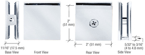 CRL Polished Chrome Square Style Hole-in-Glass Fixed Panel U-Clamp