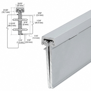 CRL Satin Anodized 95" Heavy-Duty Concealed Leaf Hinge with Lip for 1-3/4" Entry Door