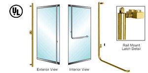 CRL-Blumcraft® Satin Brass Left Hand Reverse Rail Mount Keyed Access "F" Exterior Balanced Door Panic Handle for 3/4" Glass
