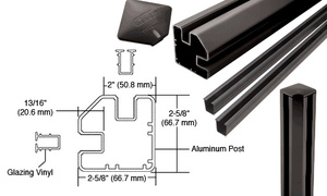 CRL Matte Black AWS 2" x 2-5/8" Rectangular 90 Degree 72" Corner Post Kit