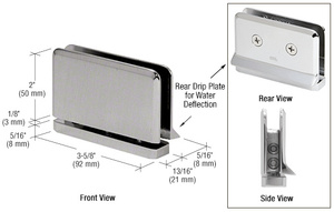 CRL Brushed Nickel Prima Hinge with Rear Drip Plate