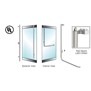 CRL-Blumcraft® Brushed Stainless Left Hand Reverse 1301 1", 1 1/4", 1 1/2" Door Top Rail Mount Keyed Access "FS" Exterior Top Secured Panic Handle