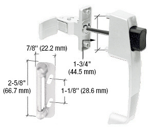 CRL White Screen and Storm Door Push Button Latch with Tie Down Screw and 1-3/4" Screw Holes