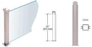 CRL Brushed Stainless 24" High 1-1/2" Square PP44 Plaza Series Counter/Partition Center Post